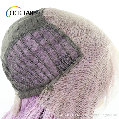 factory synthetic lace frontal wig longest purple deep wave hair synthetic lace frontal wigs